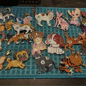 Beaded Animal Keychains Set - Diamond art bulk lot double sided